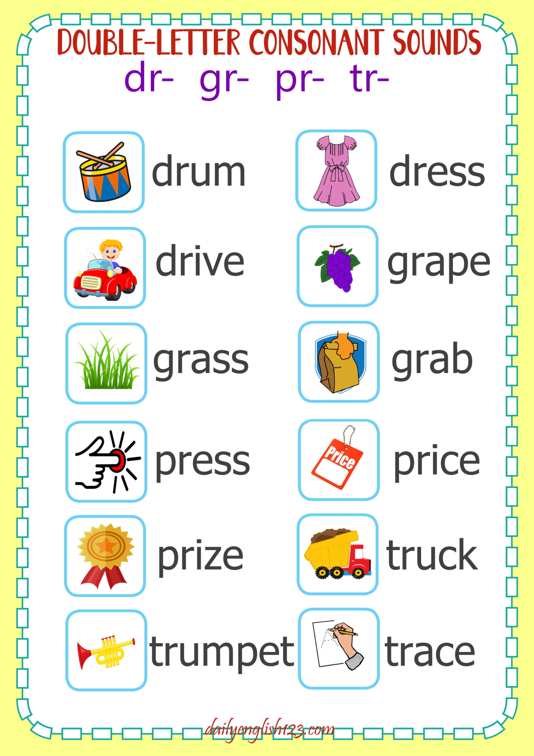 图片[25]-超精美！辅音字母组合练习材料来了，一半的拼读规则都能拿下！-EnglishX