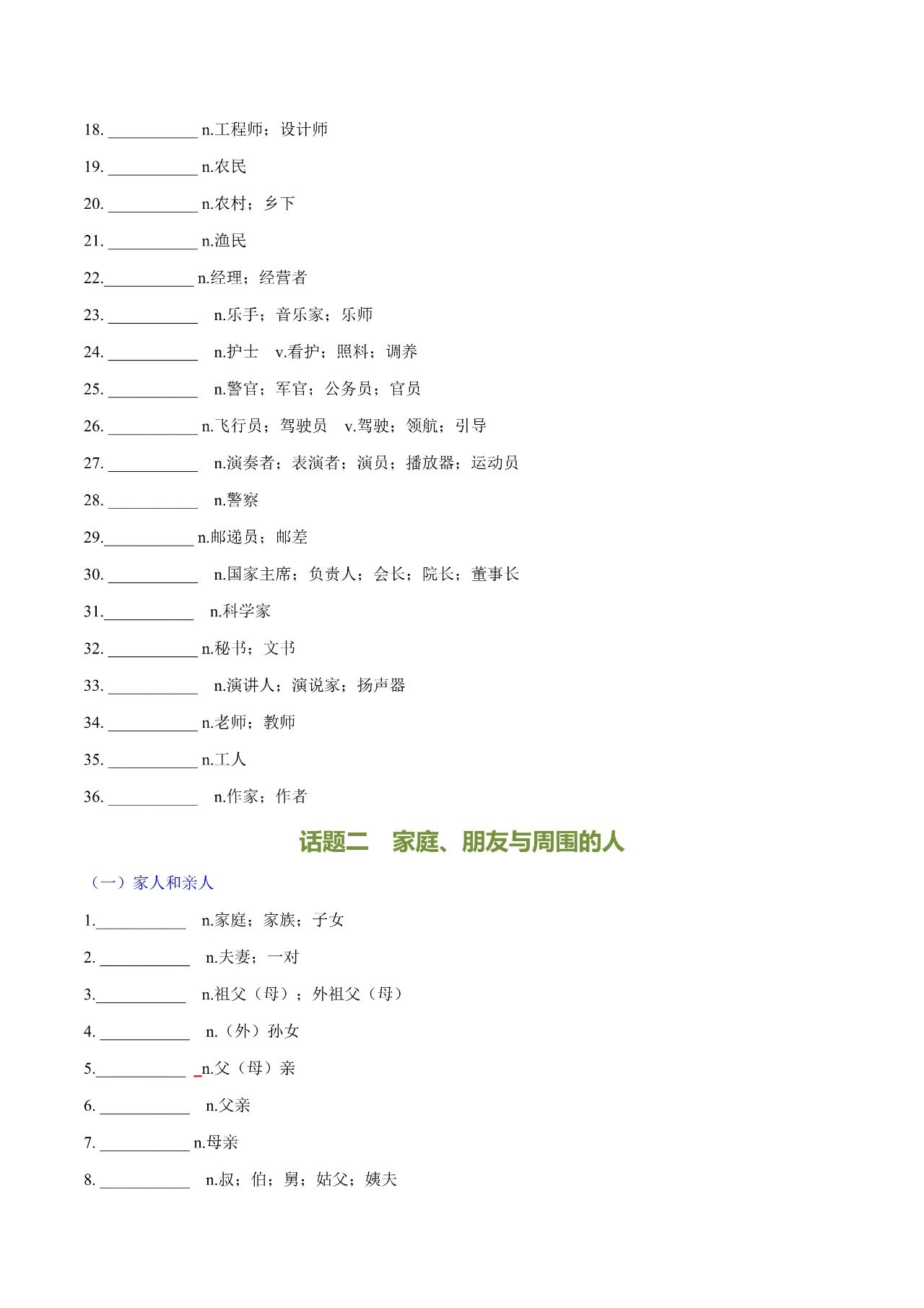 图片[19]-2025年中考英语新课标必背热点话题词汇，含默写版和记背版！-EnglishX