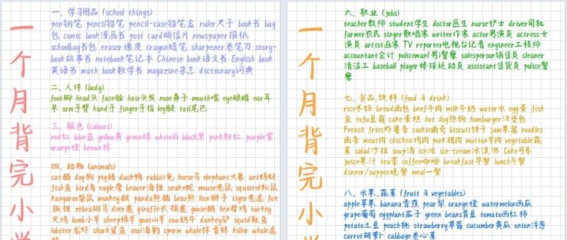 一个月背完小学1000词，彩色精美笔记整理好了！-EnglishX