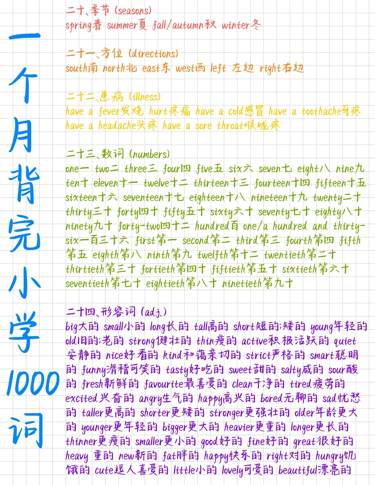 图片[4]-一个月背完小学1000词，彩色精美笔记整理好了！-EnglishX